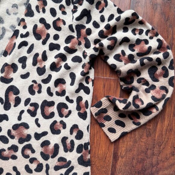 Incashmere 100% Cashmere Cardigan Sweater Cheetah Print Sz L Mob Wife Old Money - Picture 8 of 15